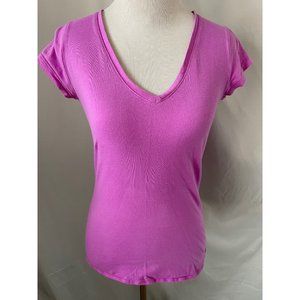 OP Pinkish-Purple Cap Sleeve V-Neck Tee